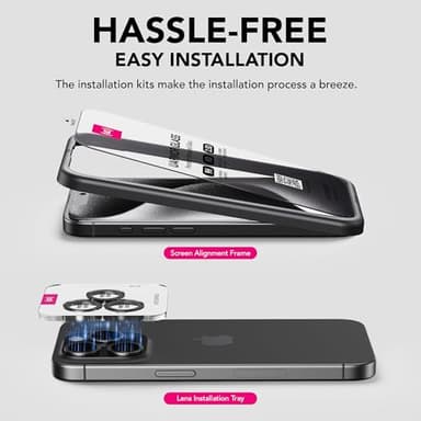 Upcommon UARMOR Glass 3 Pack Clear Screen Protector & 1 Pack Camera Lens Protector for [ iPhone 15 ] 9H Tempered Glass with Easy Installation Kits (3+1 Pack) - Image 4