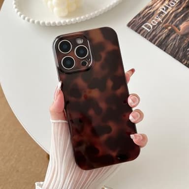Huahuacase Compatible with for iPhone 15 Pro Case, Tortoise Shell Chic Amber Brown Print Leopard, Classic Soft TPU Protective Shockproof Case for iPhone 15 Pro 6.1 ''Color2 - Image 3
