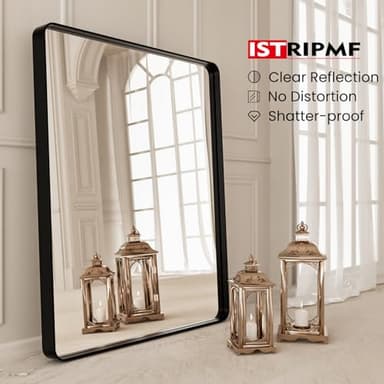 ISTRIPMF Bathroom Mirror Black,50x30 Inch Large Matte Black Bathroom Vanity Mirror,Rectangle Black Metal Framed Mirror for Wall,Anti-Rust,Shatter-Proof (Horizontal/Vertical) - Image 5