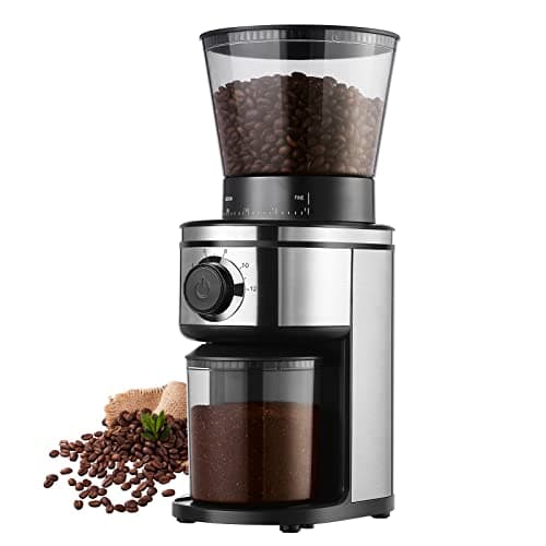 Ollygrin Burr Coffee Grinder, Electric Conical Coffee Bean Grinder With 30 Adjustable Grind Settings For 2-12 Cups, Sliver & Black - Image 1