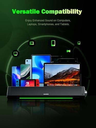 BLUEDEE Computer Speakers for Desktop PC, Computer Sound bar, HiFi Stereo Speakers for Computer Desktop, Bluetooth 5.0 and 3.5mm Aux-in PC Soundbar, USB/USB C Powered Gaming Speakers for pc, Laptop - Image 4