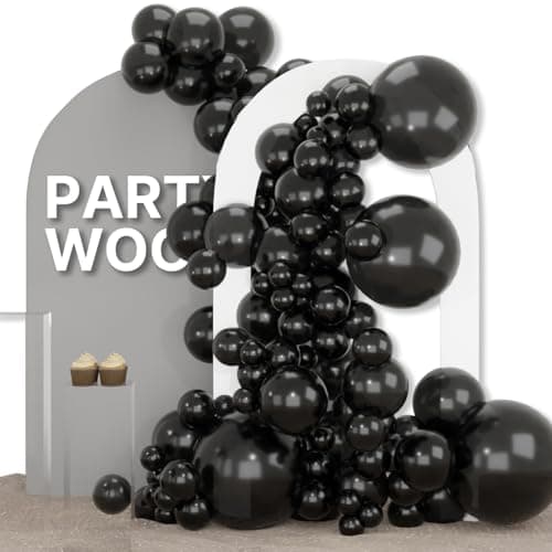 PartyWoo Black Balloons 155 pcs Different Sizes Pack of 18 12 10 5 Inch Matte Black Latex Balloon Arch Kit Garland for Graduation Halloween New Year Anniversary Birthday Party Decorations Black-Y18 - Image 1