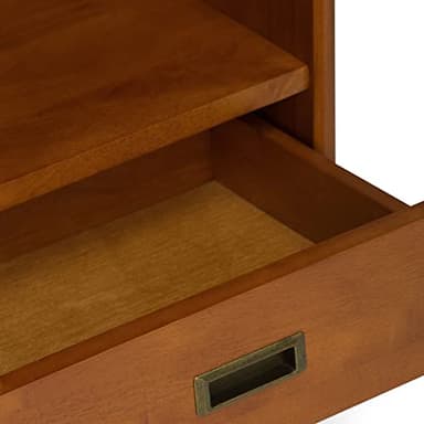 SIMPLIHOME Draper Bookcase - 64 inch Tall Solid Hardwood Storage Bookshelf in Teak Brown, Mid-Century Modern Storage for Living Room, Study Room or Office with Adjustable Shelves and Angled Legs - Image 10