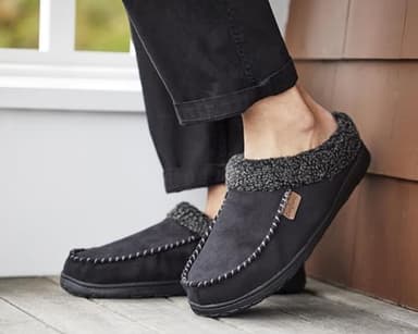 Dearfoams Men's Indoor/Outdoor Breathable Memory Foam Clog Offered in Wide Widths, Black, Large - Image 2