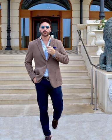 PJ PAUL JONES Casual Knit Blazer Notched Lapel Two Button Sport Coat Jackets for Men Brown 2XL - Image 3