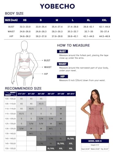 YOBECHO Womens Summer Ruffle Sleeve Sweetheart Neckline Printing Dress Mini Dresses A-Light Blue - Image 5