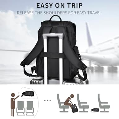 Laptop Backpack for Men, Waterproof Work Commuter College Backpack with Durable Metal Buckle and Drawstring Design, 17.3 Inch Business Computer Backpack for Tablet, Notebook - Image 4