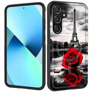 ZQLPLZR Magnetic for Galaxy S24 Case,[Compatible with MagSafe] [Military Grade Drop Protection] Heavy Duty Shockproof Phone Case for Samsung Galaxy S24 5G (6.2") 2024,Vintage Eiffel Tower Rose Flower - Image 1