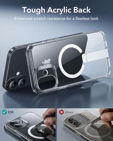 ESR for iPhone 16 Case with Stand, Compatible with MagSafe, Magnetic Kickstand Case for iPhone 16, Military-Grade Protection Shockproof Case, Boost Series, Clear - Image 8