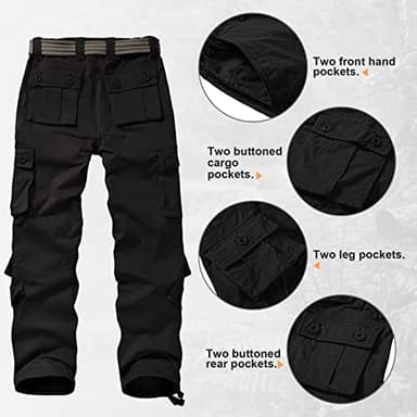 Alfiudad Womens Cargo Pants with Pockets, Women's Casual Military Army Hiking Combat Tactical Work Pants Trousers,Black,27(US 4) - Image 4