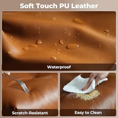 ovios Ergonomic Home Office Chair, Mid-Century Modern Faux Leather Chairs with Thickened Cushions, Comfy High Back Swivel Rolling Executive Computer Armchair (Brown, PU Leather) - Image 5