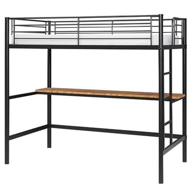 VECELO Metal Loft Bed Twin Size with Desk, Heavy Duty Bedframe with Removable Ladder and Safety Guardrail, Space-Saving, Noise Free, No Box Spring Needed, Matte Black - Image 7