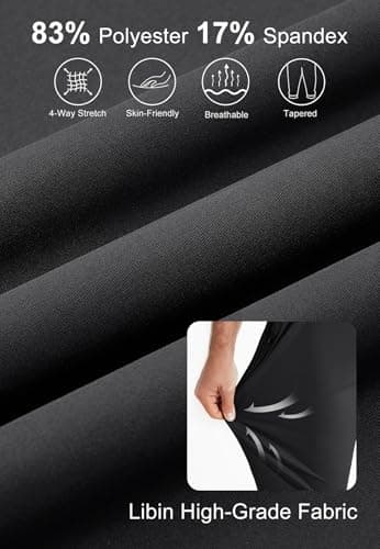 Libin Men's Golf Pants Joggers Lightweight Quick Dry 3 Pockets Slim Fit Soft Stretchy Tapered Leg Work Dress Pants Athletic, Black XL - Image 4