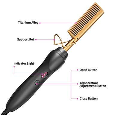 BudiGl Hot Comb Hair Straightener Pressing Combs - Ceramic Electric Straightening Comb for Natural Black Beard Wigs Holiday Gift - Image 7