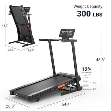 THERUN Treadmill with Incline, 3.0 HP Foldable Treadmills for Home, Brushless Motorized Incline, Treadmill for Home with 0%-12% Auto Incline, 300 LBS Capacity - Image 7