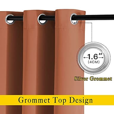NICETOWN Living Room Curtains for Windows 84 inch Long - Decorative Thermal Insulated Grommet Room Darkening Window Treatments for Bedroom/Porch, Burnt Orange, 2 Panels = 104" Wide - Image 2