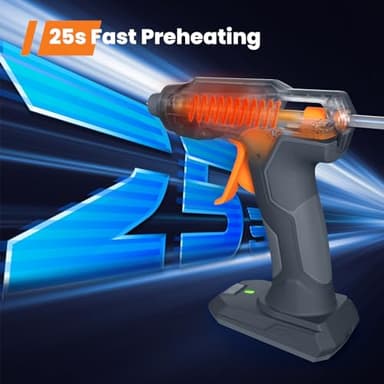 GoGonova Hot Glue Gun, 20s Fast Preheating Glue Gun Cordless & Rechargeable, 2Ah Battery Hot Glue Gun and 25 Pcs Hot Glue Sticks Set, Smart Power-Off, Stands-Up Design, Anti-Drip (Gray-25) - Image 3