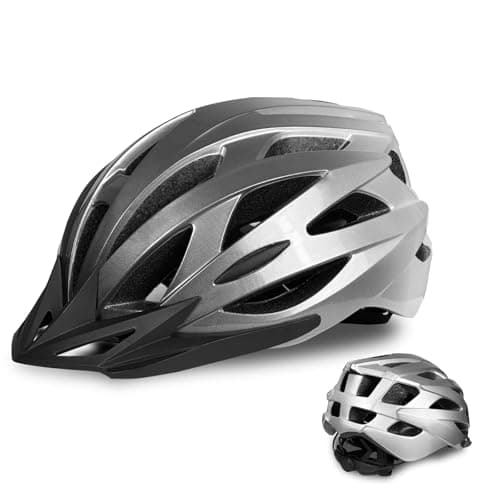 AISSTXOER Adult Bike Helmet Men and Women Bicycle Helmet Removable Visor Adjustable Cycling Helmet Suggested Fit 56 to 62cm for Mountain & Road with CPSC Safety-Certified (Silver) - Image 1