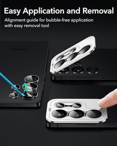 ESR for Samsung Galaxy S25 Ultra Camera Lens Protector, Individual Lens Protectors, Ultra-Thin Tempered Glass with Aluminum Edging, Case Friendly, 1 Set, Black | Ultra-Thin, Tempered Glass, with Aluminum Edging, Case Friendly - Image 6