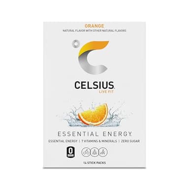 CELSIUS On-the-Go Powder Stick Zero Sugar (14 Sticks per Pack), Orange, 2.60 Oz - Image 5