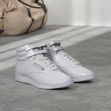 Reebok Women's Freestyle Hi High Top Sneakers for Women, Black or White Basketball and Tennis Shoes Womens Size 5-12, White/Silver, 10 - Image 2