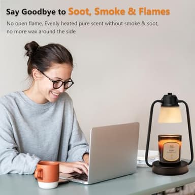 Candle Warmer Lamp with Timer Dimmer - Electric Wax Melt Warmer Lamp for Jar Candles, Vintage Candle Lamp Warmer with 2 Bulbs, House Warming Gifts New Home Decor, Birthday Gifts for Women Mom Black - Image 3