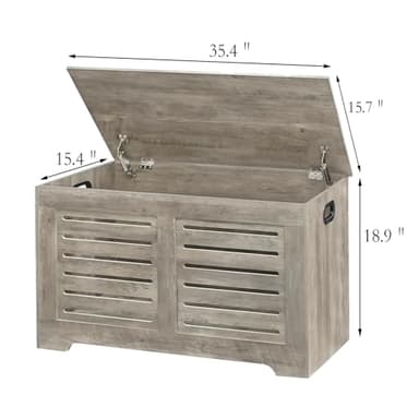 DINZI LVJ Storage Chest, Flip-Top Wooden Toy Box with 2 Safety Hinges, Retro Entryway Shoe Bench, Sturdy Large Storage Trunk for Living Room, Bedroom, Toddler Room, Easy Assembly, Grey Wash - Image 9