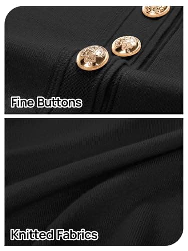 MEROKEETY Women's Knit Bodycon Sweater Dress Button Short Sleeve Crew Neck Elegant Formal Mini Dress, Black, Large - Image 5