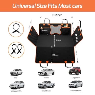 YFChangle Hard Bottom Dog Car Seat Cover for Back Seat – Waterproof Nonslip Hammock Extender for Trucks & SUVs, Heavy Duty Pet Protector, Black Oxford Fabric - Image 6
