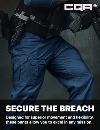 CQR Men's Flex Ripstop Tactical Pants, Water Resistant Stretch Cargo Pants, Lightweight EDC Hiking Work Pants, Breacher Midnight Blue, 36W/34L - Image 4