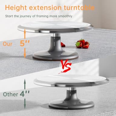 12 Inch Round Aluminum Tall Revolving Cake Decorating Stand,Cake Turntable, Rotating Cake Stand,Cake Spinner Turntable for Decorating,Cake Turntable for Decorating,Professional Cake Decorat Spin Kit - Image 4