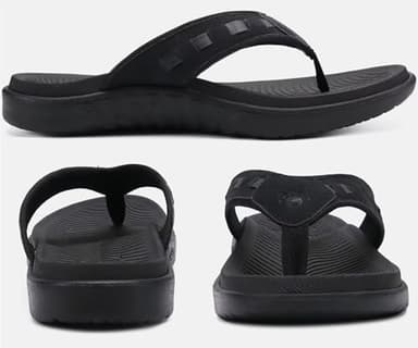 KuaiLu Mens Leather Sport Flip Flops Comfort Orthotic Thong Sandals with Plantar Fasciitis Arch Support for Outdoor Summer - Image 7