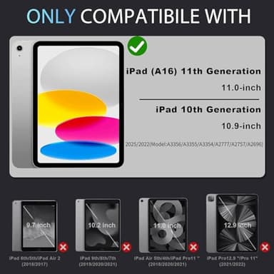 Auizotl Case for iPad (A16) 11th Gen 11 Inch (2025) /iPad 10th Gen 10.9 Inch (2022) with Screen Protector/Rotating Stand/Pencil Holder,Military Grade Shockproof i Pad Case 10th Generation,Navy Black - Image 7