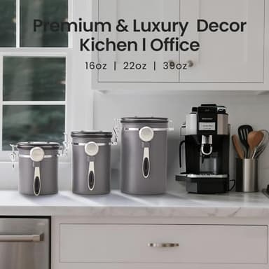 Veken Coffee Canister, 39OZ Large, Airtight Stainless Steel Food Storage Container for 2.2lbs Coffee Beans, Ground, Sugar, Tea, Flour, Cereal, Kitchen Bar Accessories with Date Tracker & Scoop, Gray - Image 8