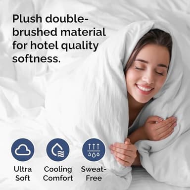 Duvet Cover Twin/Twin XL Size Set - Extra Soft Duvet Cover 68 x 90 with 1 Pillow Sham - Hotel Luxury, Easy Care and Fade Free with Zipper Closures & Ties - Comfy, Cozy Breathable Bedding Set (White) - Image 3