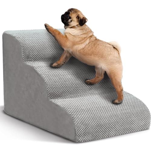 Dog Stairs for Small Dogs, 3 Tiers High Density Foam Dog Ramp, Extra Wide Non-Slip Pet Steps for High Beds Or Couch, Soft Foam Doggie Ladder for Dogs Injured, Older Pets, Small Cats - Image 1