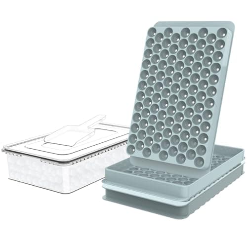 WIBIMEN Mini Ice Cube Trays, Small Tiny Round Pebble Crushed Nugget Ice Trays for Freezer with Lid - Chilling Drinks Coffee Juice(2 Pack/0.55In - Blue) - Image 1
