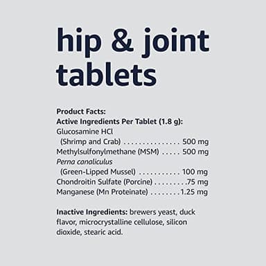 Amazon Basics Dog Hip & Joint Daily Chewable Tablets, with Glucosamine, MSM, and Chondroitin, Duck Flavored, 120 Count (Previously Solimo) - Image 5