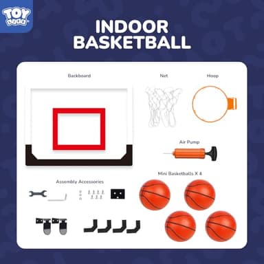 TOY Life Basketball Hoop Indoor for Kids Over The Door Office Basketballhoop for Teens and Adults Mini Hoops Door Room Goal with 4 Balls - Image 6