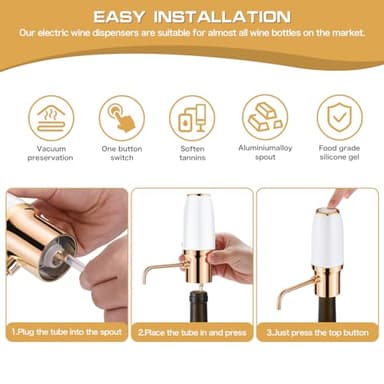 BLUBYEES Electric Wine Aerator Pourer with Stopper, Automatic Wine Bottle Dispenser Machine with USB Rechargeable and Multi-Smart Wine Decanter, Best Wine Gifts for Wine Lovers - Image 7