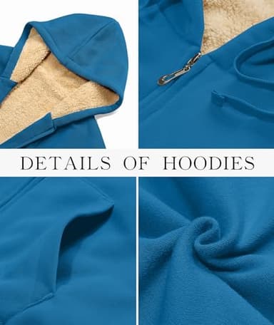 SWISSWELL Hoodies for Women Winter Fleece Sweatshirt - Full Zip Up Thick Sherpa Lined Hooded Jacket Dark Teal Blue XX-Large - Image 5