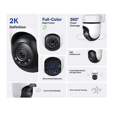 Tapo TP-Link 2K Outdoor Pan/Tilt Security Wi-Fi Camera, 360° View, Motion Tracking, Compatible with Alexa & Google Home, Night Vision, Free AI Detection, Up to 512GB Storage, C510W - Image 3