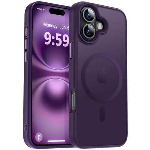 MOCCA Strong Magnetic for iPhone 16 Case, [Compatible with Magsafe][16FT Mil-Grade Drop Protection] Slim Thin Translucent Matte Protective Cover Case for iPhone 16 Phone Case 6.1", Deep Purple - Image 1