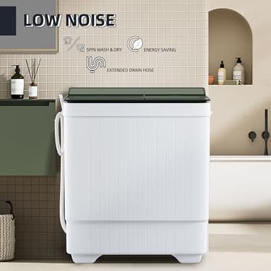 Sustainova Portable Washing Machine Twin Tub 18.7 Lbs Capacity, (14.3 Lbs) and Spinner(4.4 Lbs) Combo Compact Laundry Washer for Home, Apartment, Camping, RVs and Dorms, Black/White - Image 6