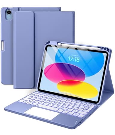 Harvopu Compatible for iPad 11th 10th Generation Case with Keyboard, Folio Cover with Pencil Holder, Multi-Touch Trackpad, 7 Color Backlit, Detachable Keyboard for iPad (A16) 11th/10th Gen (Blue) - Image 1