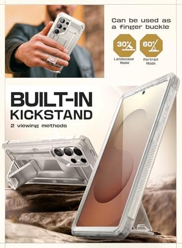 SUPCASE for Samsung Galaxy S25 Ultra Case with Stand (Unicorn Beetle Pro), [2 Front Frames] [Built-in Screen Protector & Belt-Clip] Military-Grade Protection Phone Case for S25 Ultra 6.9 Inch, Clear - Image 4