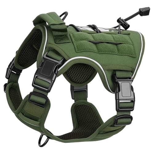 Heavy-Duty Tactical Dog Harness for Large Dogs, No Pull Adjustable Reflective Pet Vest with Molle System, K9 Military-Grade Control for Service Training, Outdoor & 10+ Breeds, Green, Small - Image 1