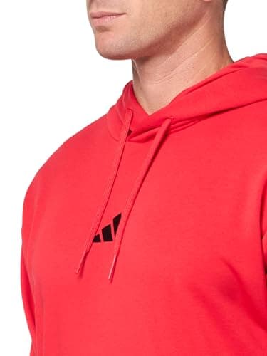 adidas Men's Tall Size Essentials 3-Stripes French Terry Hoodie, Pure Ruby/Black - Image 3