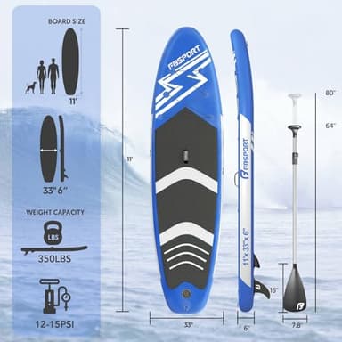 FBSPORT 11' Premium Stand Up Paddle Board, Yoga Board with Durable SUP Accessories & Carry Bag | Wide Stance, Surf Control, Non-Slip Deck, Leash, Paddle and Pump for Youth & Adult - Image 2