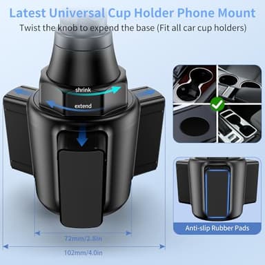 bokilino Cup Phone Mount for Car, [Upgraded Version] Universal Cup Phone Cradle Holder with Long and Adjustable Neck, Friendly Compatible with Cell Phone iPhone, Samsung, Google and All Smartphones - Image 3